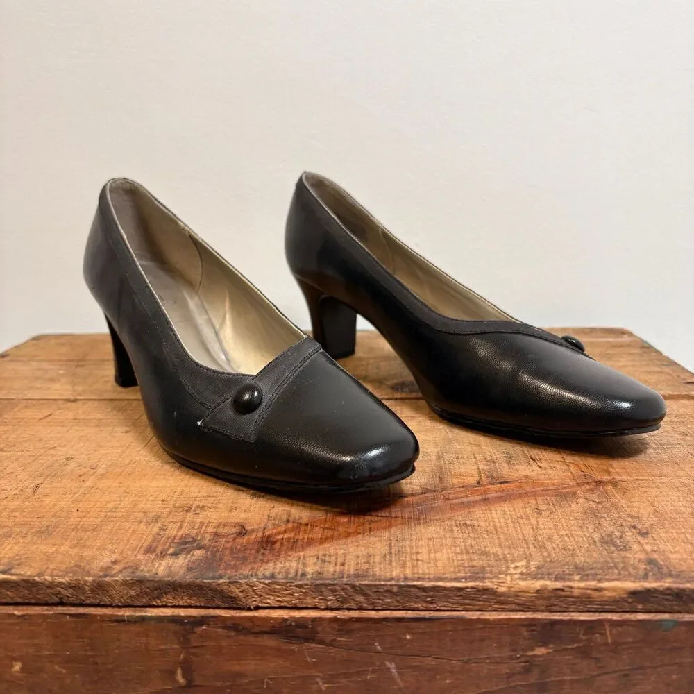 Hush Puppies Comfort Style Black Pump Heels Sz 9.5